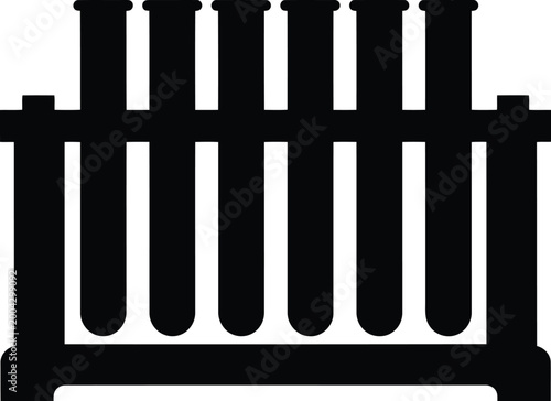 Five test tubes in black holder illustration