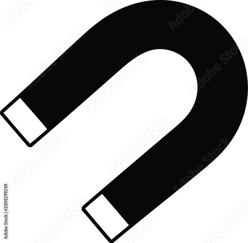 Black horseshoe magnet close-up