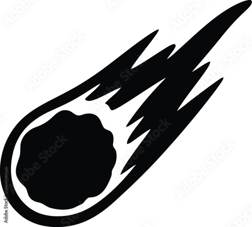 Black meteor with fiery tail illustration