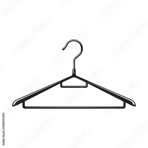 Black clothes hanger vector illustration. Ideal for fashion retail, laundry services, and wardrobe organization concepts