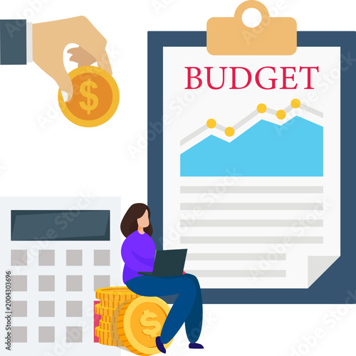 Woman Doing Budget Planning Financial Management Personal Finance Illustration