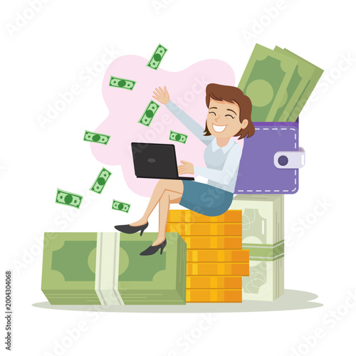 Business Woman Working With A Computer.