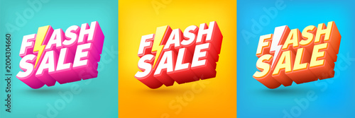 Flash Sale Shopping Poster or banner with Flash icon and text on different background.Flash Sales banner template design for social media and website.Special Offer Flash Sale campaign