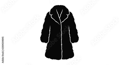 Black fur coat silhouette on white background
