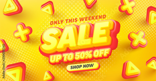 Special Sale 50% off poster or flyer design for Retail,Shopping or Promotion in yellow and red style.Global Sale banner and poster template.Vector illustration eps 10