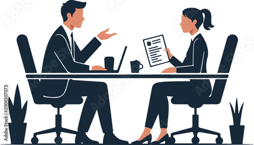 Modern Startup office hiring interview scene with recruiter and candidate