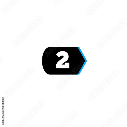 Free Download Digital graphic concept showing the number two in a rounded black shape with a blue arrow, representing a second step, sequence, or progress point - GFXLoad