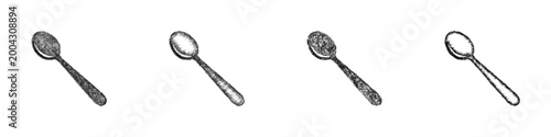 Sketch coffee spoon icon design set
