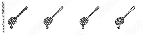 Sketch honey spoon icon design set