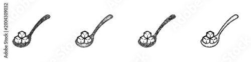Sketch sugar spoon icon design set
