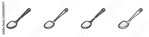 Sketch salt spoon icon design set