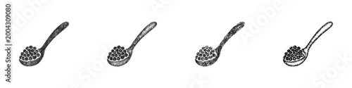 Sketch caviar spoon icon design set