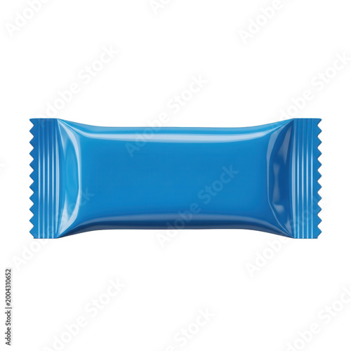 Vibrant blue candy wrapper with folded ends