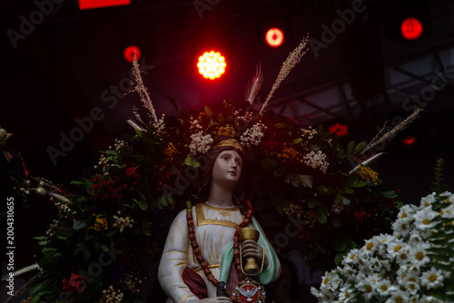 Obraz na płótnie Statue of Saint Barbara in a religious celebration
