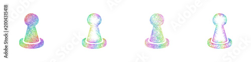 Multicolored sketch pawn icon design set