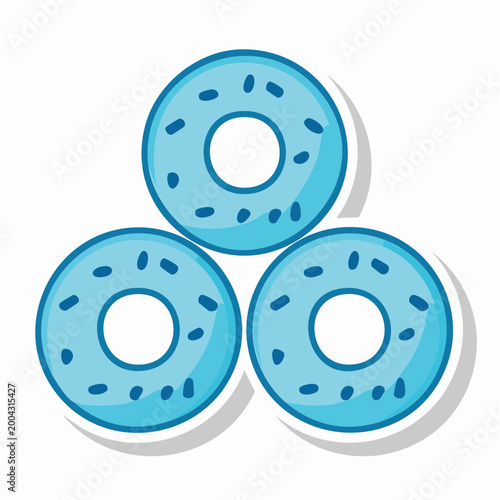 Three Blue Frosted Doughnuts with Sprinkles