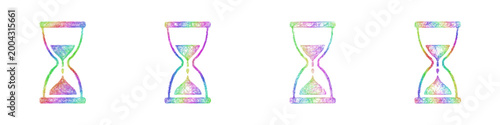 Rainbow color sketch hourglass icon design set