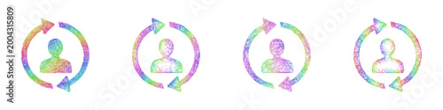 Rainbow color sketch player turn icon design set