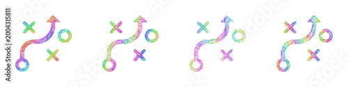 Rainbow color sketch strategy icon design set