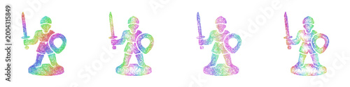 Rainbow sketch miniature figure icon design set