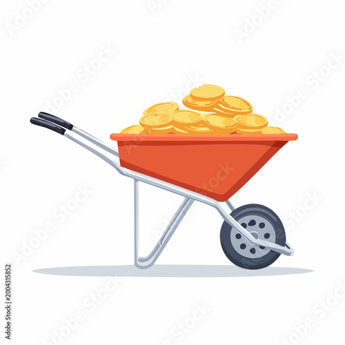 Wheelbarrow full of gold coins