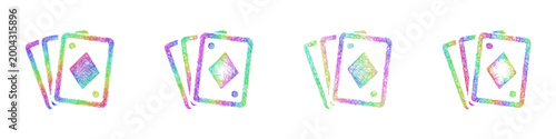 Multicolor sketch trading cards icon design set