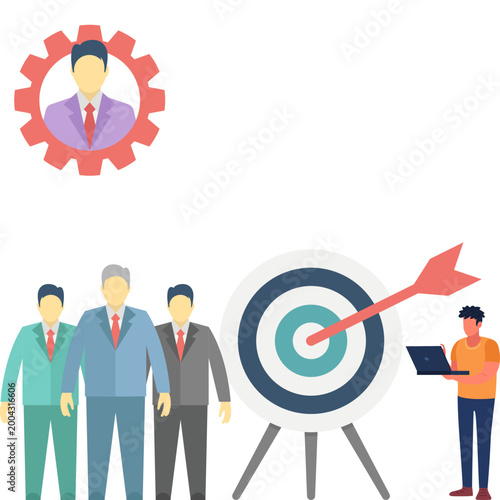 Employee Working on Targeting Audience Marketing Strategy Customer Segmentation Illustration