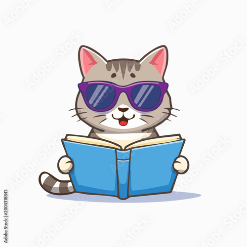 Cool Cat Wearing Sunglasses Reading a Book