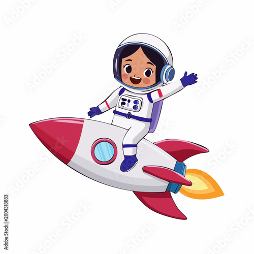 Child Astronaut Riding a Rocket