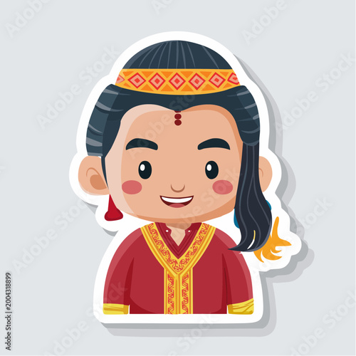 Charming Cartoon Indian Boy in Traditional Attire