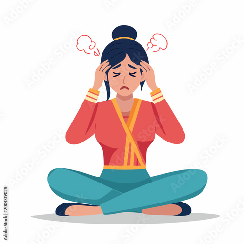 Woman Experiencing Stress and Headache
