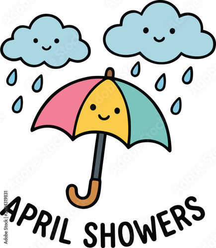 cute cartoon doodle april showers spring funny quote