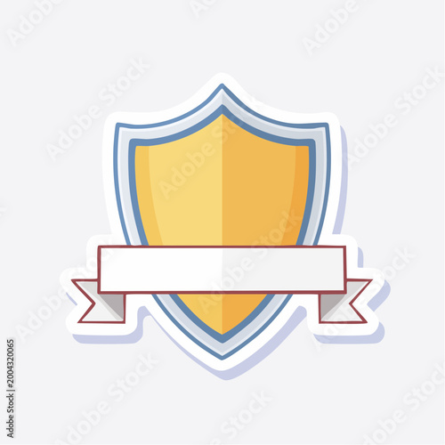 Golden Shield with Blank Ribbon Banner