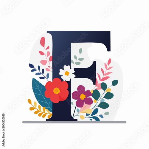 Floral Letter F Illustration