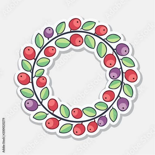 Berry and Leaf Wreath Sticker Design