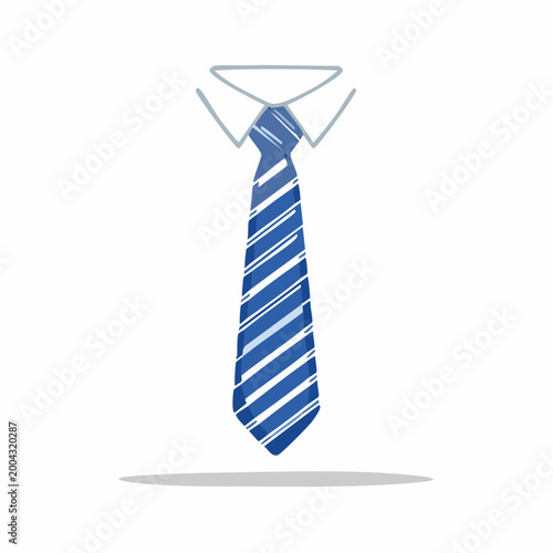 Blue Striped Tie and Collar Illustration