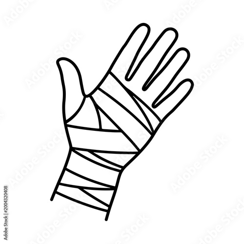 包帯を巻いた手のラインアイコン