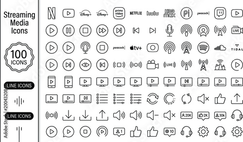 Foto 100_minimalist_monoline_icon, symbol, icons, button, collection, mobile, mail, s
