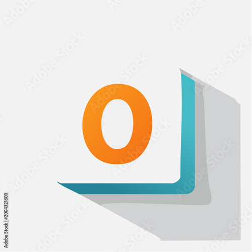 Orange Letter O with Blue Accent and Shadow