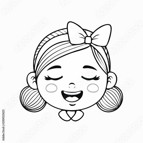 Happy Girl Face with Bow