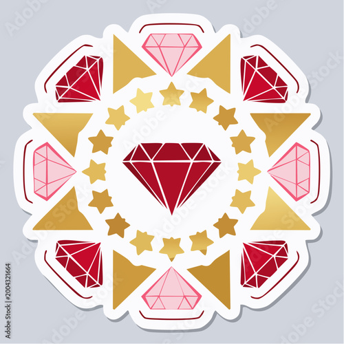 Geometric Diamond Mandala with Stars and Triangles