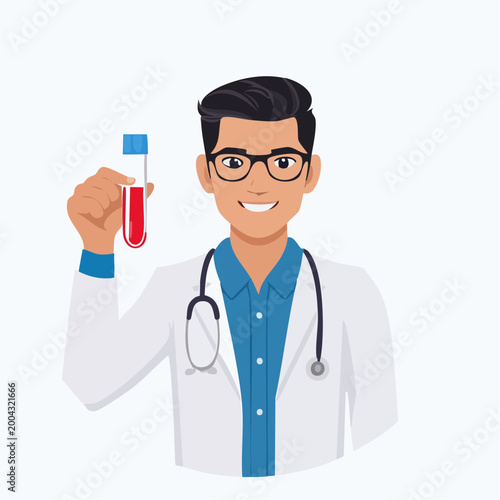 Doctor Holding Blood Sample Test Tube