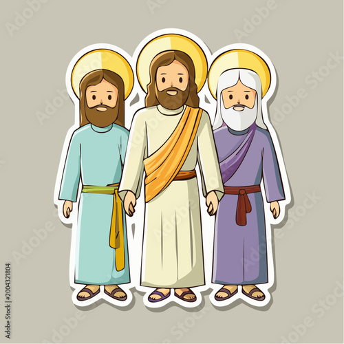 Cartoon illustration of Jesus and two disciples