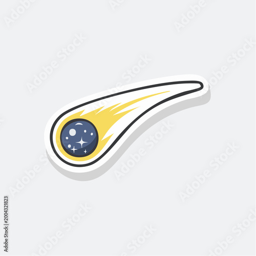 Cartoon Comet with Yellow Tail and Starry Center