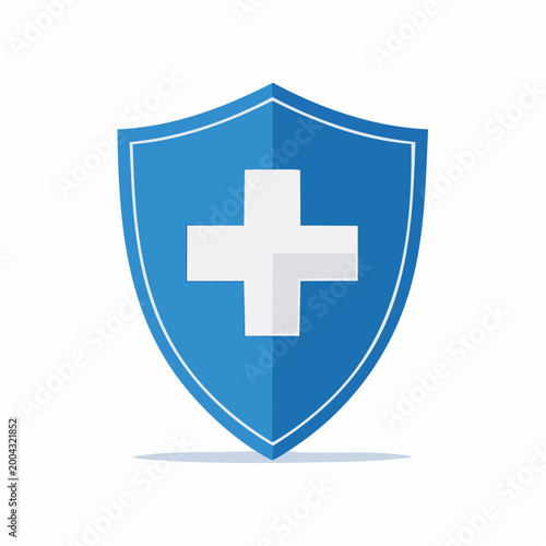 Blue Shield with White Cross Icon