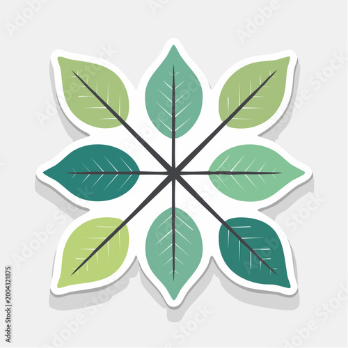 Abstract Floral Design with Green Leaves