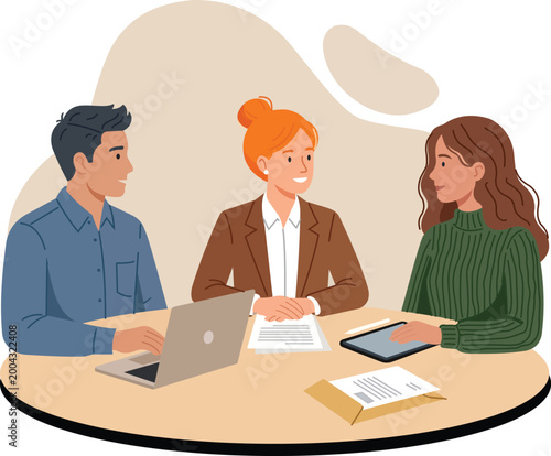 Business team having a meeting with laptop and digital tablet