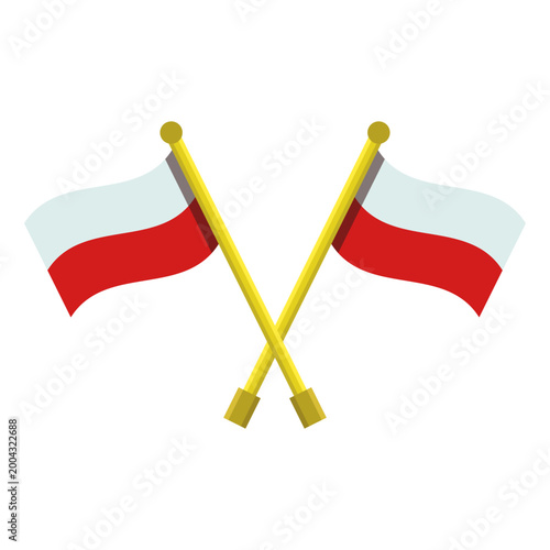 Poland flag with pole
