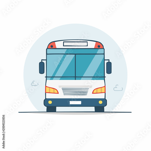 Front view of a modern bus illustration