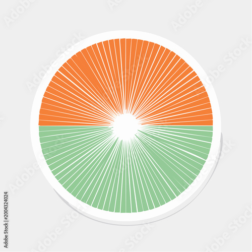 Abstract Radial Design with Orange and Green Halves